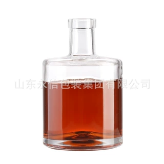 日系玻璃小酒瓶自酿分装白酒瓶矮款高透明伏特加洋酒瓶红酒果酒瓶