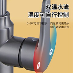 Private-label branded logo stainless steel gun grey water plated household kitchen vegetable basin cold and hot ball valve faucet factory direct supply