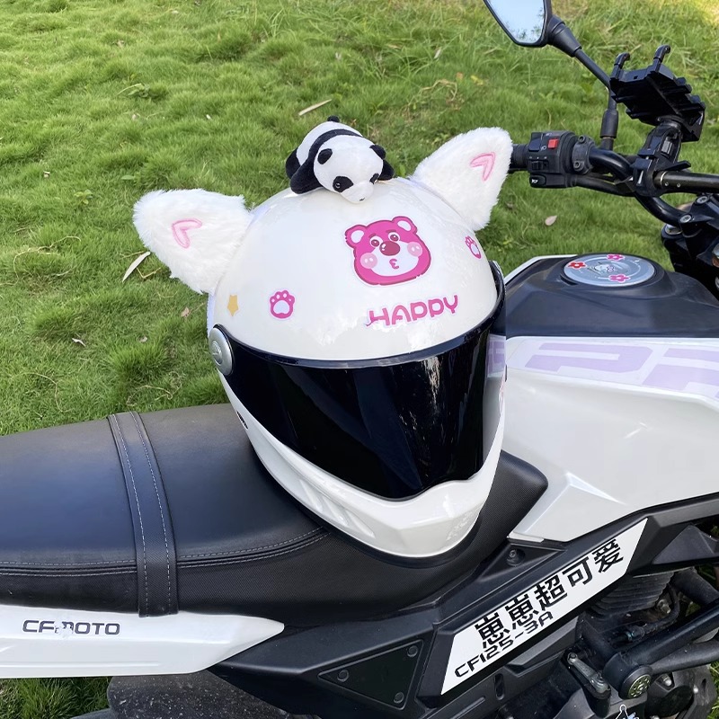 Cute love heart cat ear helmet decoration motorcycle helmet universal