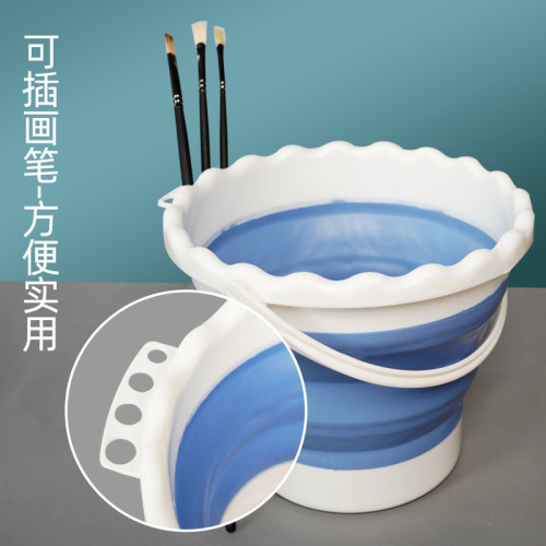 Huiyue foldable multi-functional large brush bucket outdoor portable silicone brush bucket watercolor painting art bucket