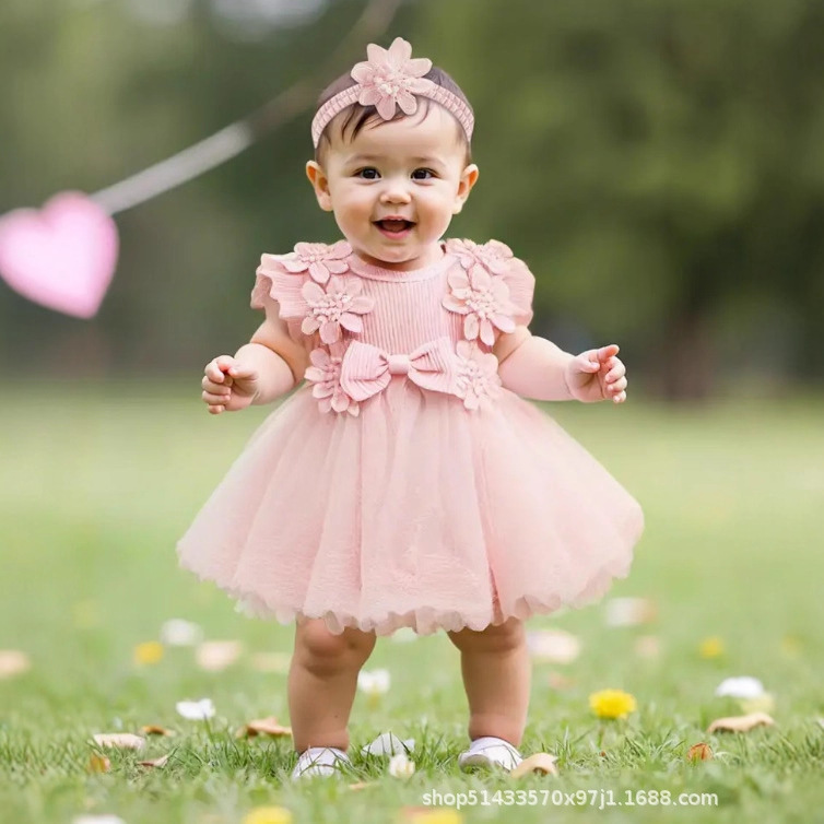 Summer Baby Dress, Baby Girl's One-Piece Dress, Fashionable Princess Dress, Pit Bow Dress, Girl's Cake Dress Summer Baby Dress, Baby Girl's One-Piece Dress, Fashionable Princess Dress, Pit Bow Dress, Girl's Cake Dress