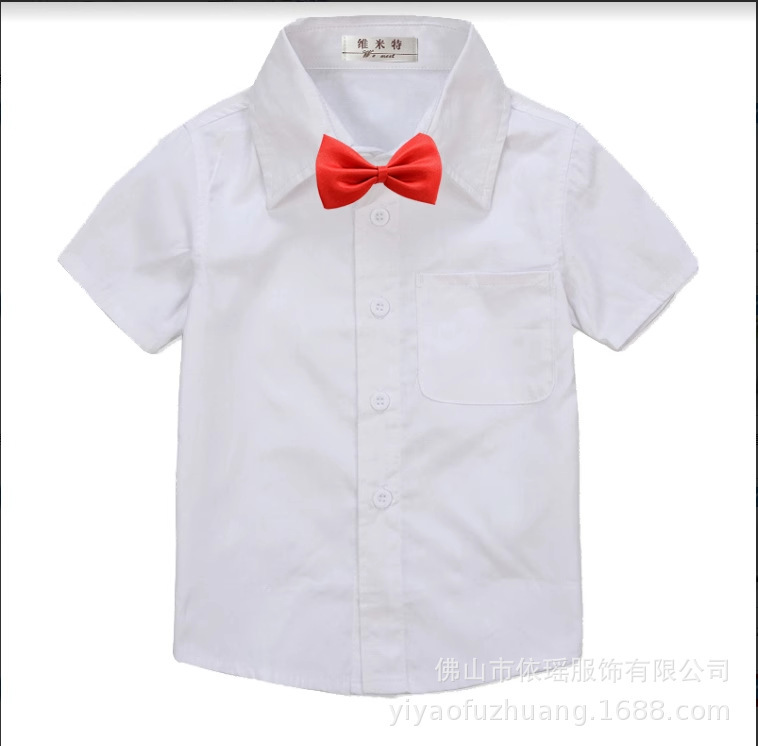 子供服の男の子の白い長袖のシャツの中で大きい子供の春夏のタイプの学生はシャツの子供の制服の15歳の半袖を演じます。|undefined
