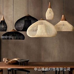寂風藤編シャンデリア日本式レトロレストラン茶楼中国式民宿ホテルシャンデリア禅意茶室客間灯