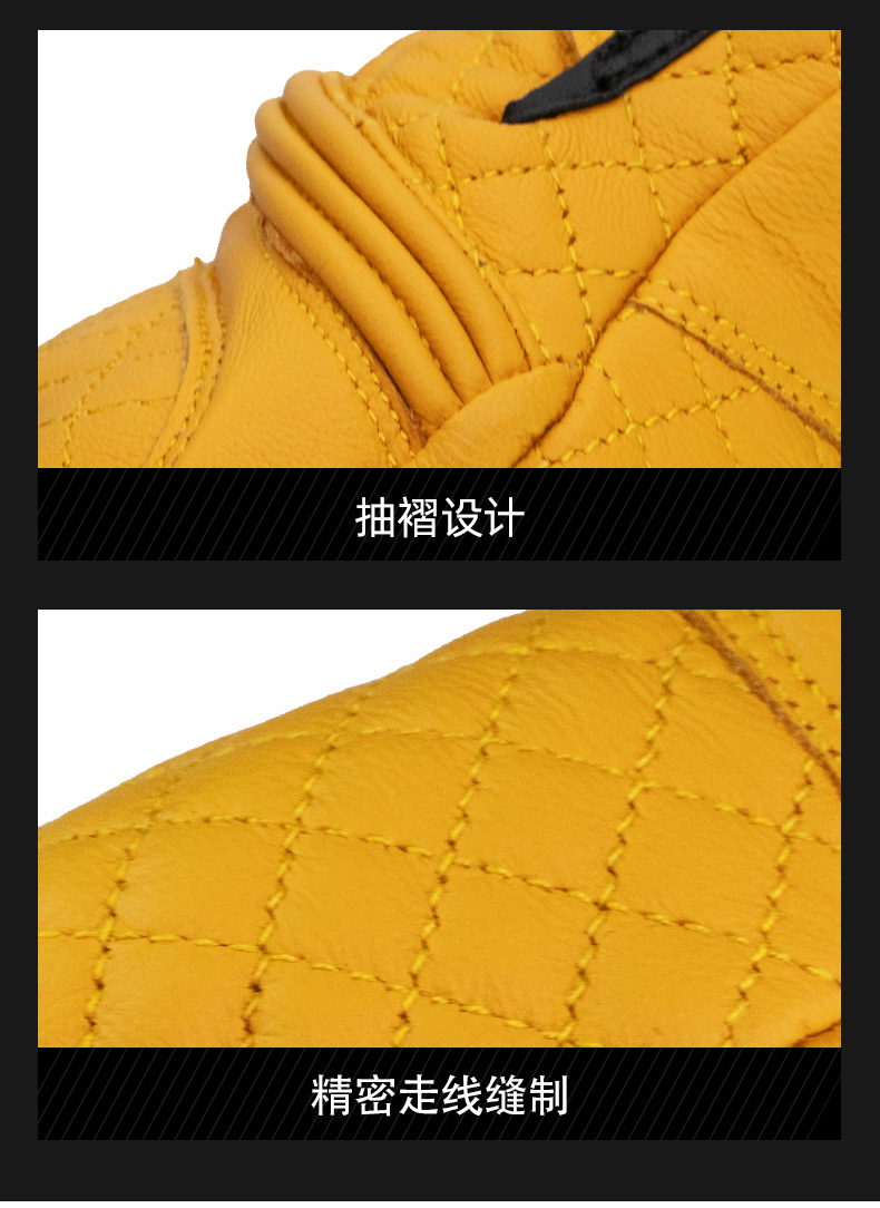 Motorcycle Gloves, Windproof, Warm, Genuine Leather, Anti-Fall, Racing, Motorcycle Rider Equipment, Men's and Women's Retro Autumn and Winter