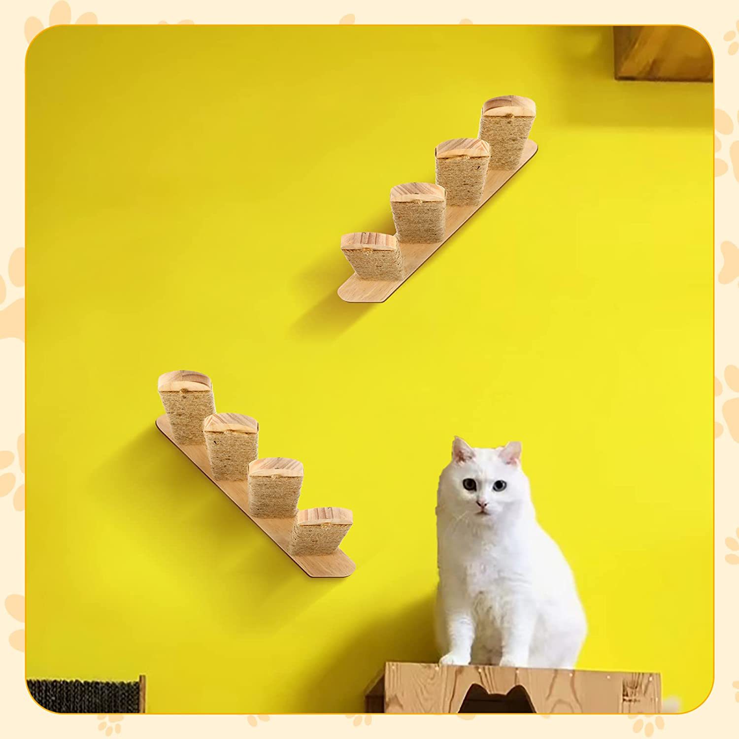 猫爬架猫梯猫笼斜梯壁挂式猫爬梯木质木制墙上悬挂式猫咪宠物玩具