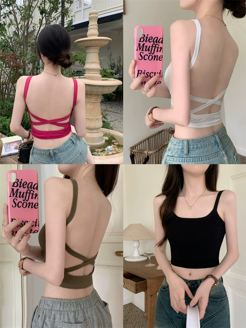 Летние малыши сексуальный жилет с открытой спиной, Женский 2023 новый тонкий с нагрудным ковриком, короткая куртка