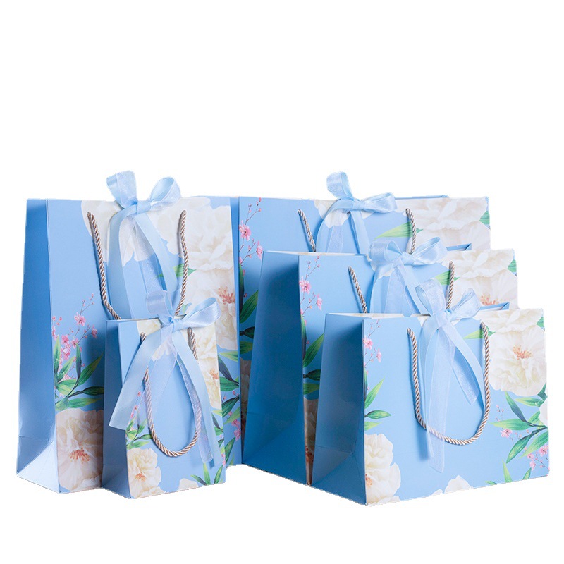 Landai peonía fresca bolsa de regalo de papel de compras de mano tienda de ropa bolsa de embalaje bolsa de regalo