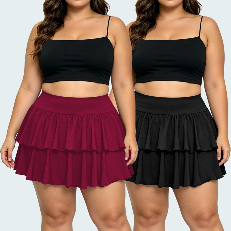 European and American Summer Amazon Sports Tennis Skirt Pants New Style with Lining and Pockets Casual Short Skirt Plus Size Short Skirt for Plus-Size Women
