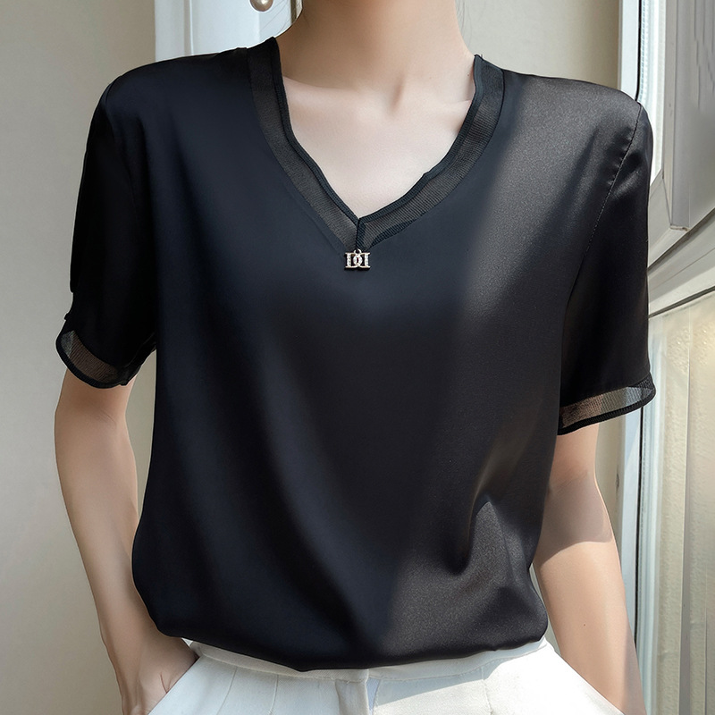 Summer silk solid elegant T-shirt