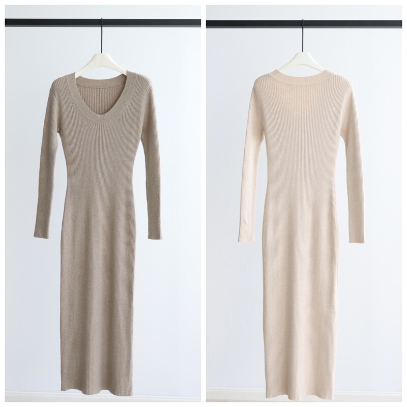 Pit Strip U-Neck Warm Thickened Knitted Skirt for Autumn and Winter Waisted Commuting All-Match dress Slim Look Long Skirt Commuting Thickened Pit Strip U-Neck Warm Thickened Knitted Skirt for Autumn and Winter Waisted Commuting All-Match dress Slim Look Long Skirt Commuting Thickened