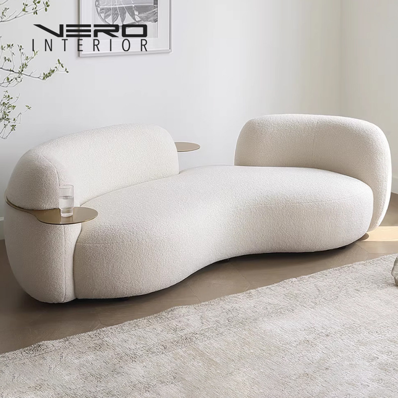 Nordic Light Luxury Fabric Sofa Designer Creative Sofa Curved Pea Sofa Special-Shaped Sofa Hotel Sofa