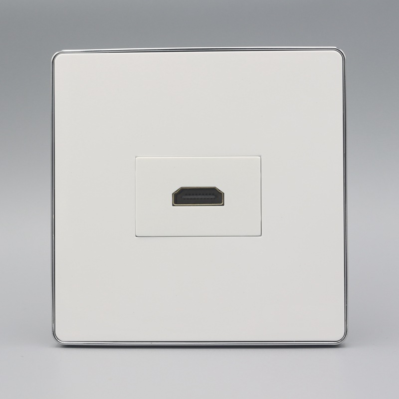 银边86型一位HDMI插座 免焊高清电视多媒体投影2.0版HDMI墙插面板