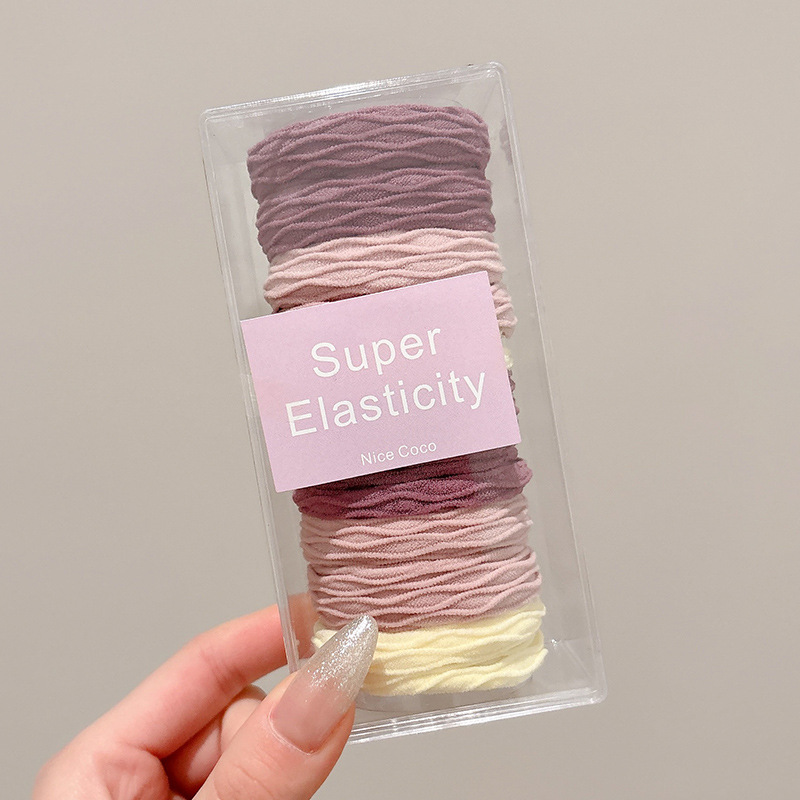 Rosa suave y ceroso sin dañar la cuerda para el cabello para mujer, banda de goma duradera de alta elasticidad, funda de cuero, cuerda para el cabello de cola de caballo alta, lazo para el cabello para niños