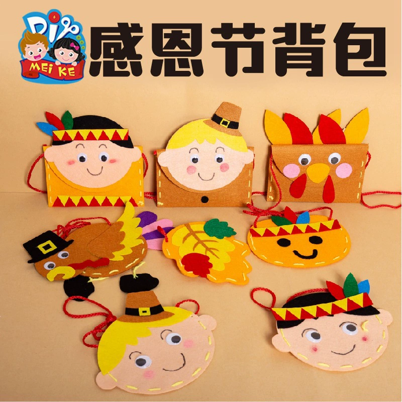 Мелико материал благодарения маленькая индейка ручной работы украшает детский сад мини-рюкзак сумка
