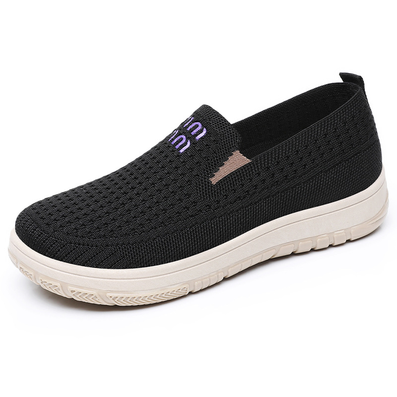 Zapatos mujer verano transpirable suela suave sin pies cansados, zapatos individuales, zapatos de madre de un pie, suela gruesa, zapatos de tela viejos de Beijing casuales, mujeres