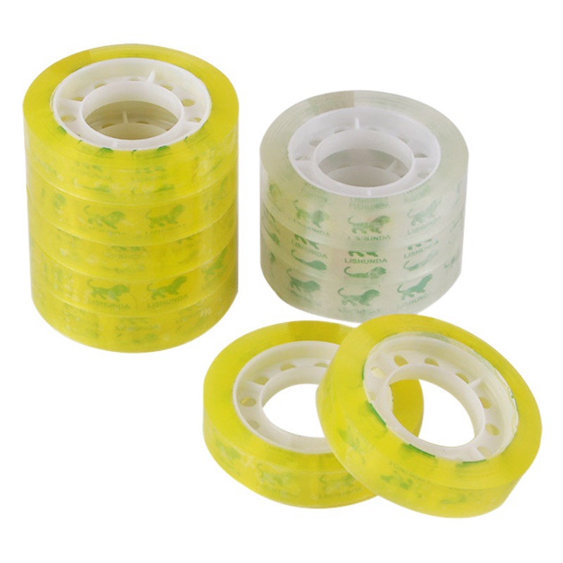 Cinta de papelería de oficina 18mm embalaje para estudiantes cinta pequeña embalaje sellado pegamento transparente al por mayor