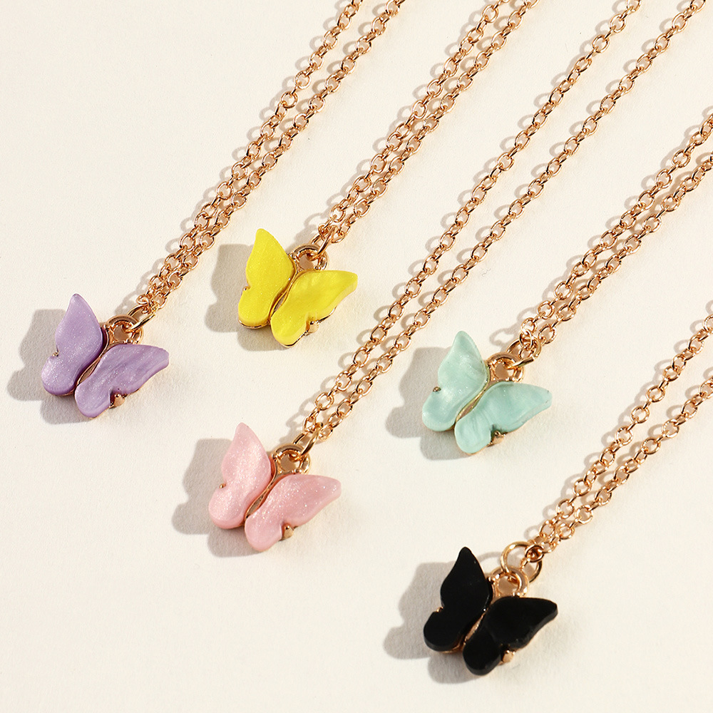 fashion sweet color acrylic butterfly necklace setpicture2