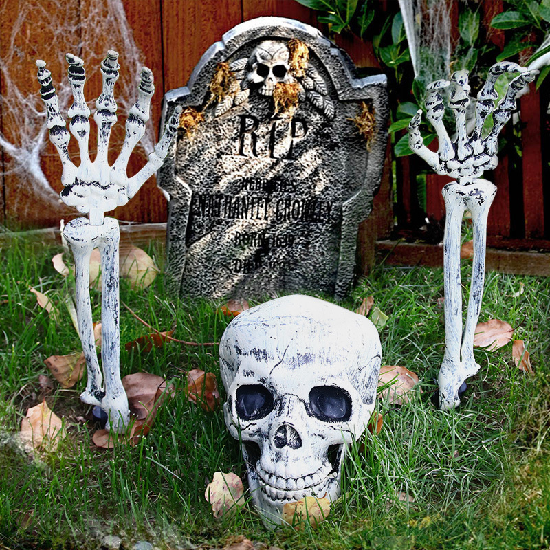 Halloween tierra esqueleto esqueleto patio césped atmósfera de terror accesorios decoración verde necromancer set de tres piezas fantasma fiesta