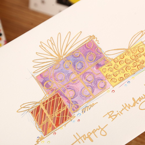 Simple business birthday greeting card, stylish children's blessing and thank you card