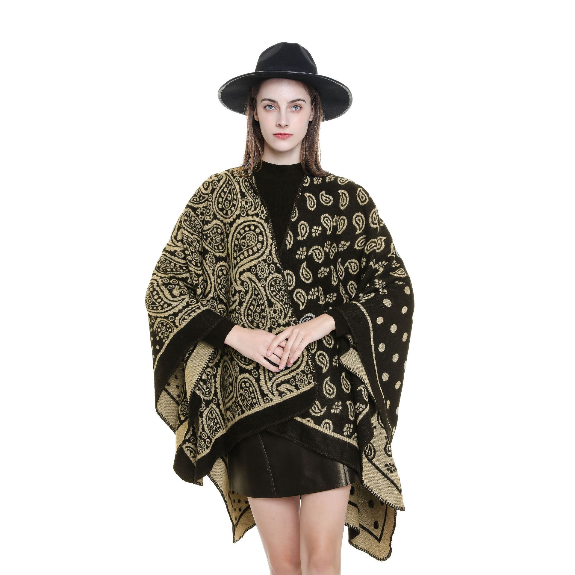 De las nuevas mujeres del mantón de La Flor anacardo moda cachemir split espesado caliente chal grande