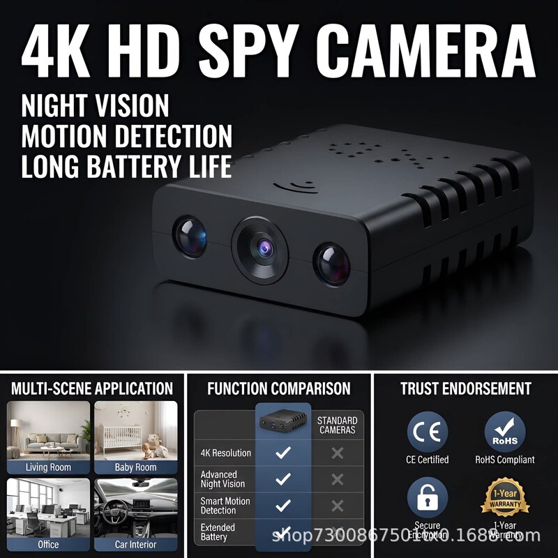 Cross-Border Shooting Xd Small Square High-Definition Camera Wireless Wifi Mobile Phone Remote Monitoring Home Night Vision Camera