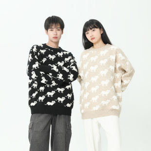 Kitten Sweater Couple Jacket Men's and Women's Autumn Casual Thick Warm Trendy Brand Niche Design Top