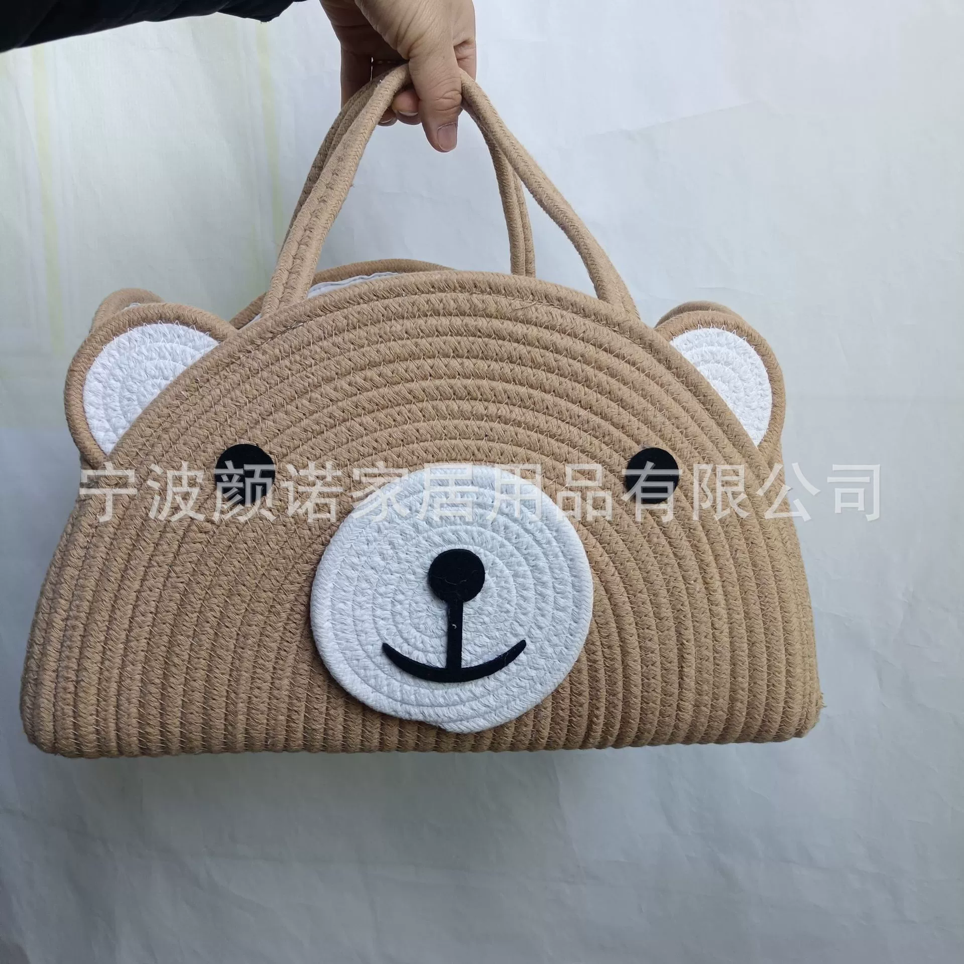 Коричневый милый медведь в стиле хлопковой веревки, сумка для хранения подгузников, большая вместительная сумка для мамы, складная сумка для подгузников, ручная сумка