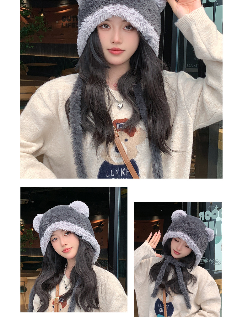 Women's Cartoon Style Cute Simple Style Bear Ear Warap Sleeve Cap display picture 3