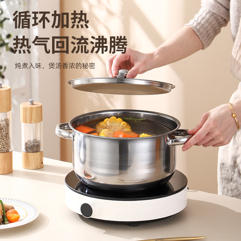 メーカーの卸売りセットの鍋の底のステンレスの金色の双耳の10セットのスープの鍋の調理器具のセットの鍋のクロスボーダーの輸出|undefined