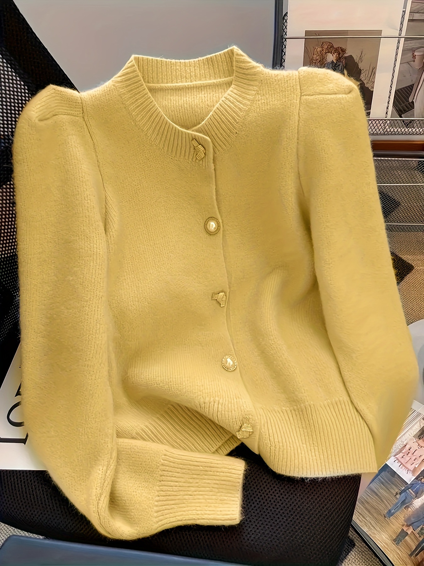 elegant solid color soft cardigan
