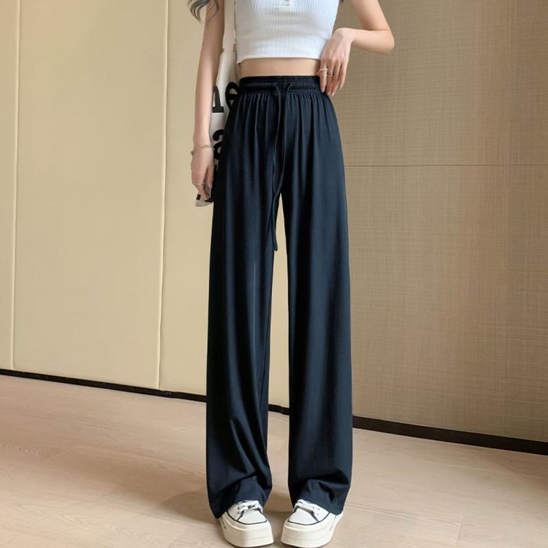 春秋新款女生高腰糯米裤小个子直筒垂感宽松休闲百搭慵懒风阔腿裤|undefined