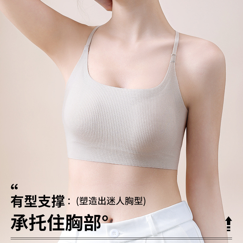 Hermoso sujetador de espalda muestra grandes y pequeños pechos reunidos sin anillo de acero ropa interior de niña ropa interior pecho pequeño sin taza vacía ropa interior reunida damas
