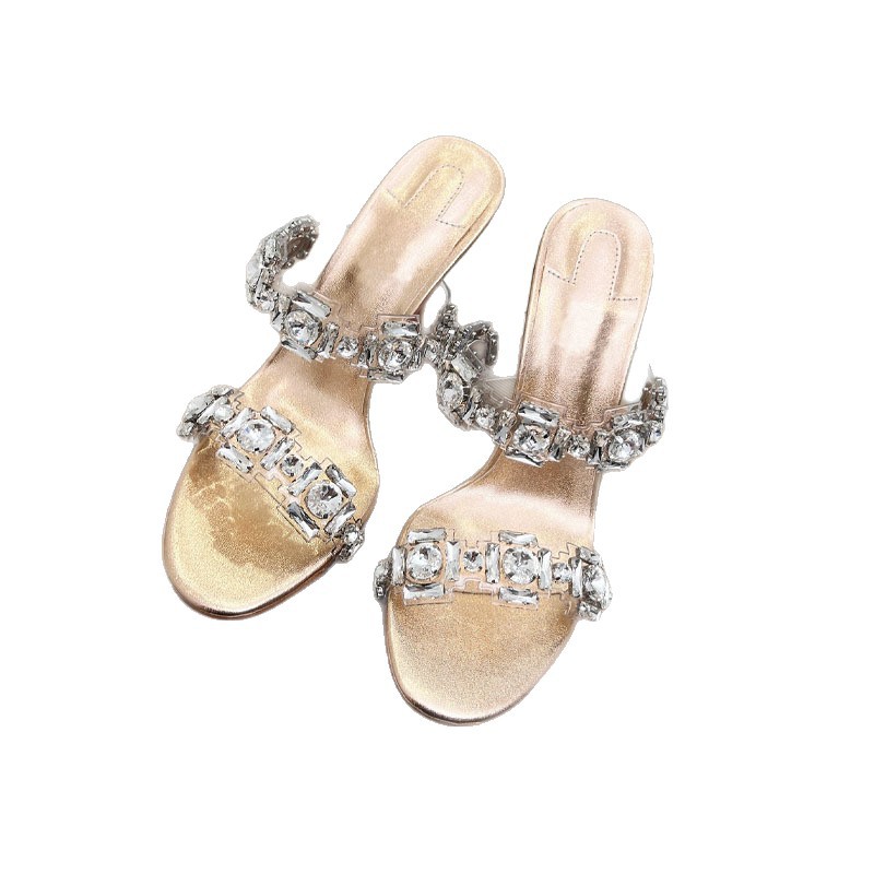 CL zapatos irregulares de tacones altos de diamante sandalias de hadas para usar 2025 nuevas sandalias de boca de pez de verano