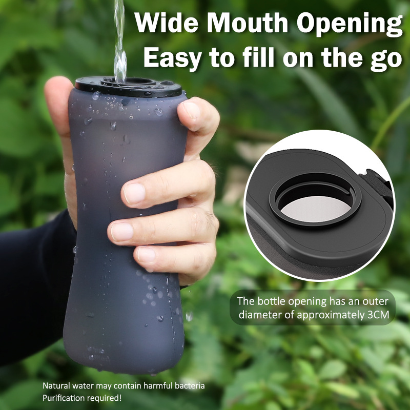 Outdoor Cycling Sports Food-Grade Water Bottle Silicone Mountaineering Foldable Water Bottle Compact Large Capacity Portable Lightweight