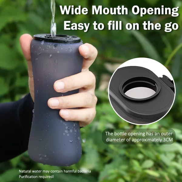 Outdoor Cycling Sports Food-Grade Water Bottle Silicone Mountaineering Foldable Water Bottle Compact Large Capacity Portable Lightweight