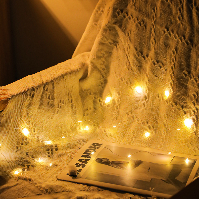 Lámpara de estrella LED Cadena de luz cálida Decoración de jardín Luz de cadena USB Lámpara de Navidad Iluminación de habitación Caja de batería Lámpara de estrella