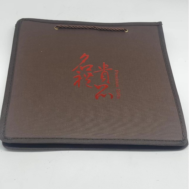 厂家直销批发高档礼品包装通用手提袋咖色礼盒袋礼品袋仿皮车线袋