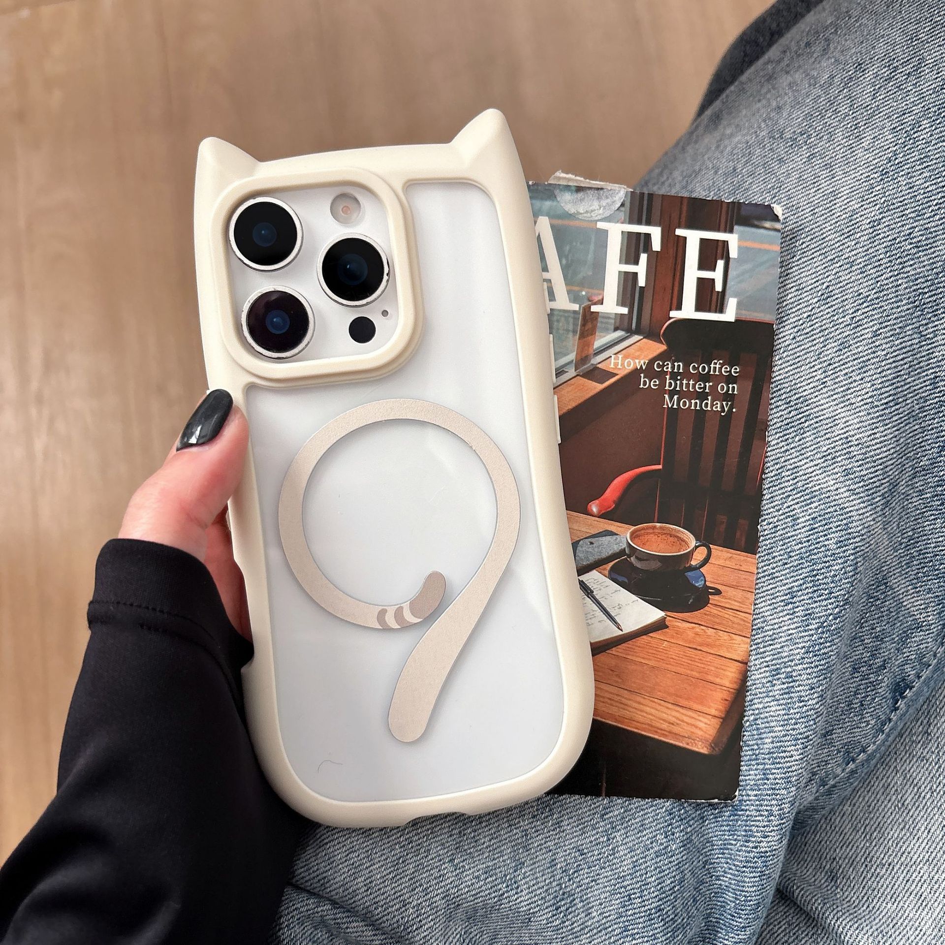 Magnetic Phone Case With Cat Ears And Tail For Phone 17 Pro Max_voghion.com