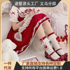 春夏日系可爱女堆堆袜镂空中筒袜夏季花边少女蝴蝶结袜子小腿甜美