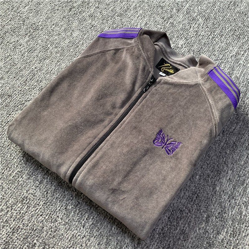 AGUJAS de PISTA de terciopelo bordado de la mariposa Japonés vintage cinta campus estilo de los hombres y las mujeres chaqueta de la chaqueta de deportes