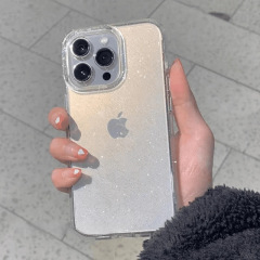 高级感透明细闪粉适用苹果17/16Promax手机壳iPhone15硅胶14/13软