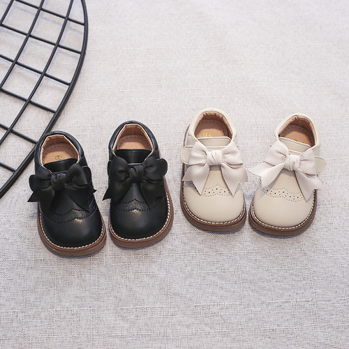 Children's Martin Shoes Spring and Autumn Soft Sole Single Shoes for Girls, Toddler Learning to Walk Shoes, Middle Childhood Casual Korean Style Leather Shoes, British Short Boots