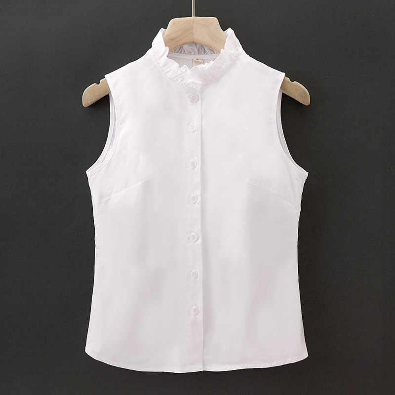 LRXN Autumn and Winter Ruffled Stand Collar Fake Collar Women's Versatile Sleeveless Shirt Undershirt Vest