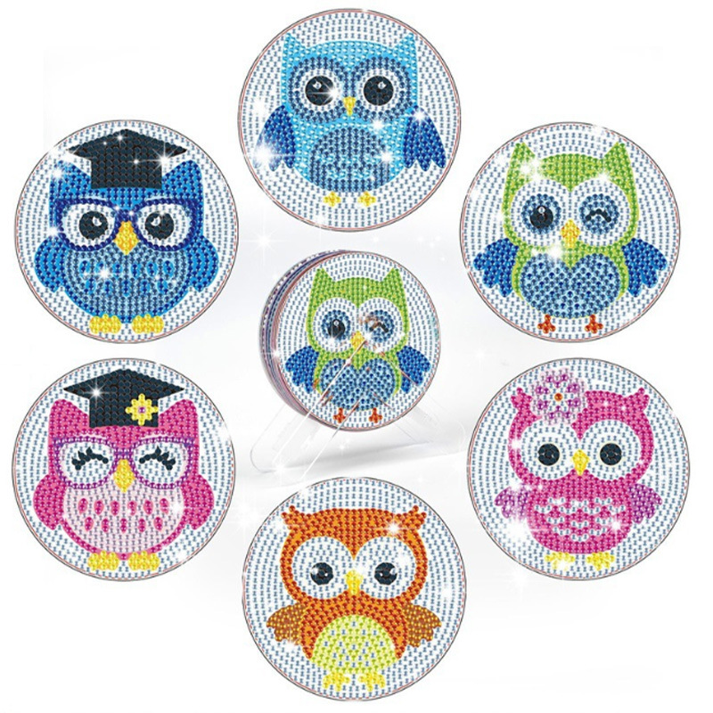 Personalizada taza de pintura de diamante transfronteriza almohadilla de taza de diamante redonda almohadilla mandala perimetral de pintura de diamante DIY