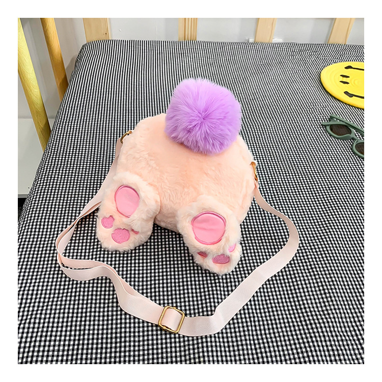 Girl's Small Plush Cartoon Cute Zipper Crossbody Bag display picture 4