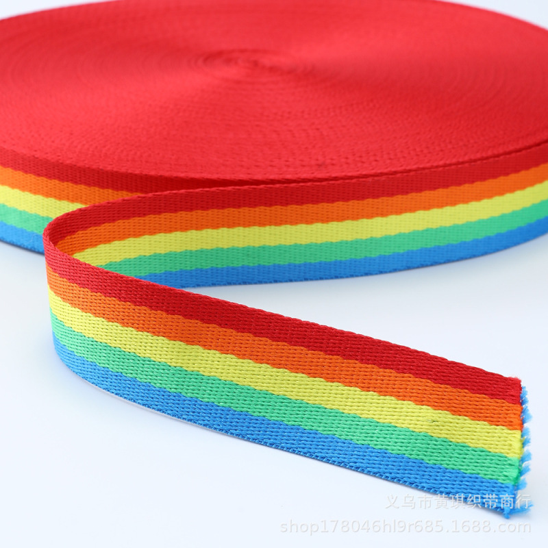 Rainbow Woven Straps Thickened DIY Handmade Satin Edging Strips Children's Climbing Frame Straps Bag Shoulder Straps Wholesale Rainbow Woven Straps Thickened DIY Handmade Satin Edging Strips Children's Climbing Frame Straps Bag Shoulder Straps Wholesale