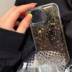 金箔は、Apple 17 Pro Maxの接着剤付きスマホケース、iPhone 15 Proのシリコン製透明耐衝撃保護カバーに適しています。