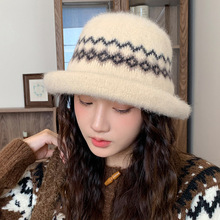 韩版户外渔夫帽新款卷边保暖毛线帽冬季圆顶大帽檐针织毛盆帽现货