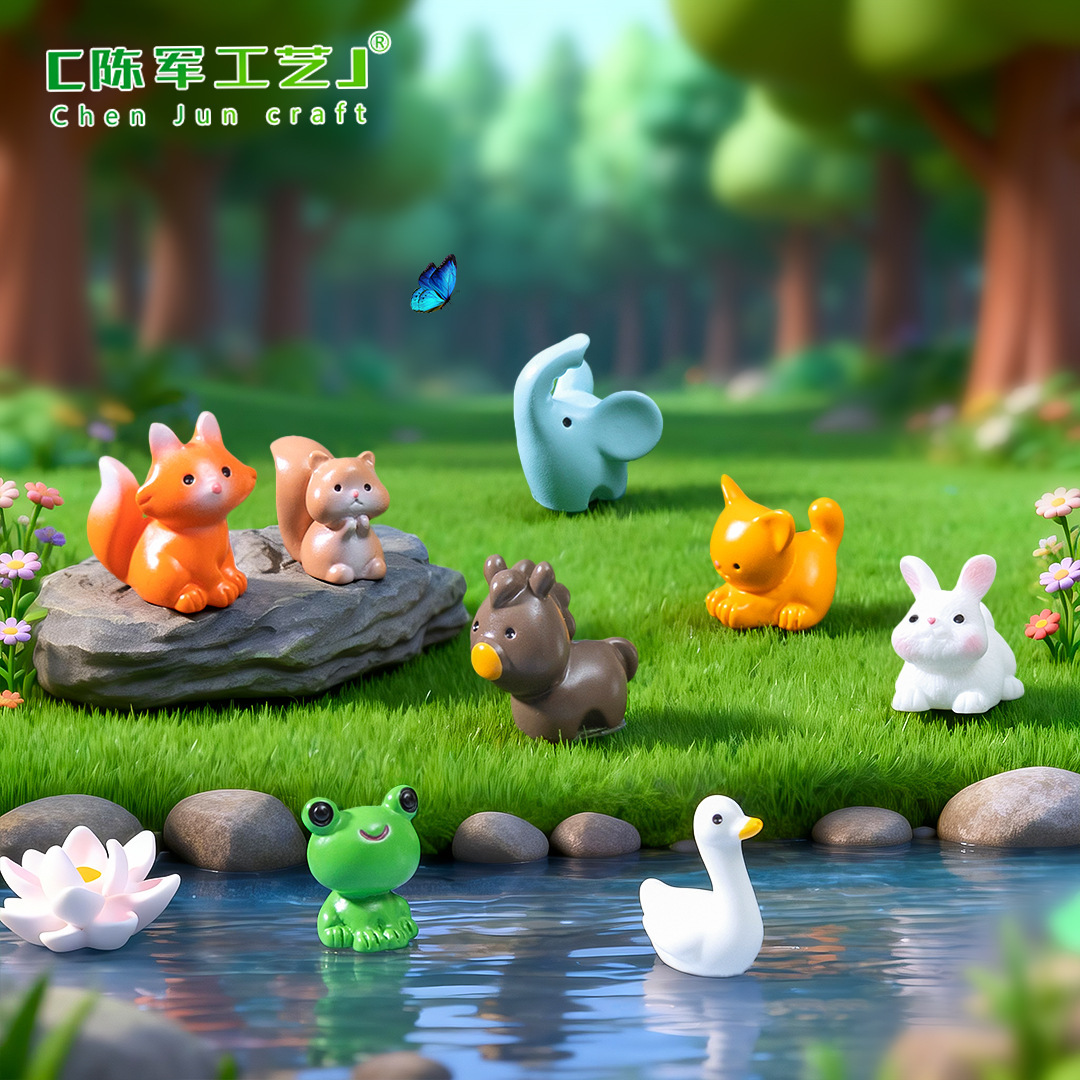 苔藓微景观创意可爱小动物青蛙小黄鸭子公仔装饰品微缩迷你小摆件