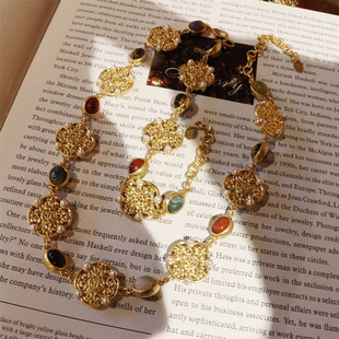New Chinese style necklace bracelet natural stone set, high-end pearl, copper alloy electroplating real gold set